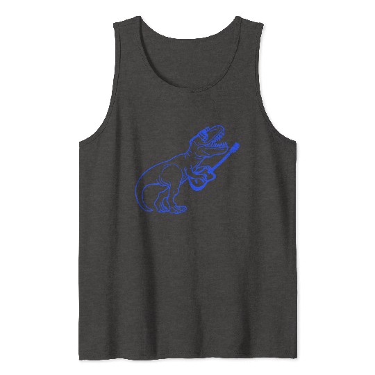 T. Rex Dino DJ Dinosaur Party Animal Plays Guitar Tank Tops