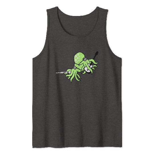 Two Octopus Kraken Squid Guitar Flute 2 Band Team Tank Tops