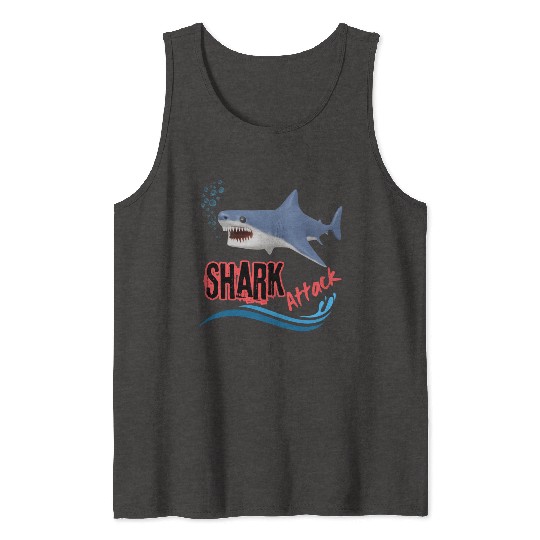 A different unique colorful shark attack design Tank Tops