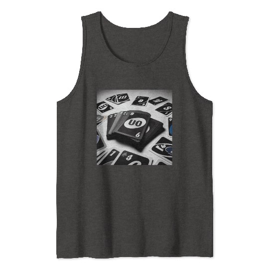 Black Uno Cards Tank Tops
