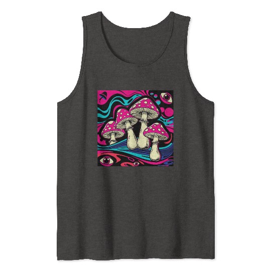 Psychedelic Shrooms: Neon Fungi Fantasy Tank Tops
