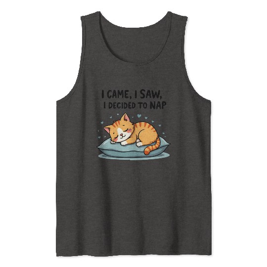 Cute Cat Nap Lover Funny Sleepy Naptime Humor Tank Tops