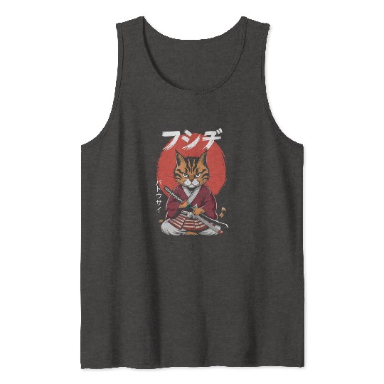 Neko Battousai Samurai Cat Classic Tank Tops
