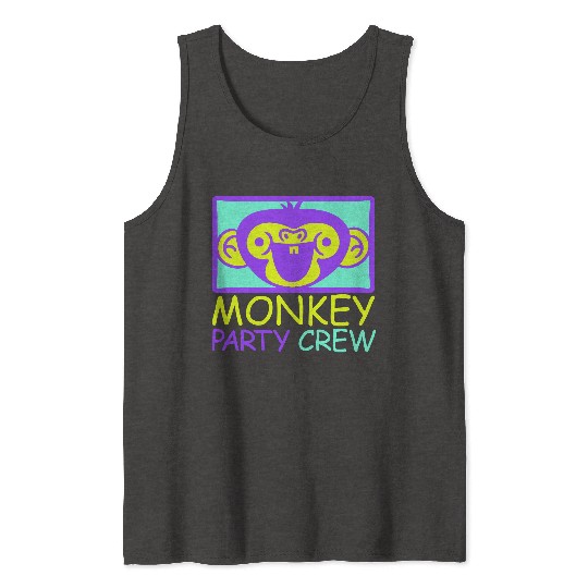 Monkey Chimpanzee Party Animals Crew Team Friends Tank Tops
