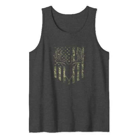 Camouflage USA Flag Deer Hunting Camo Tank Tops