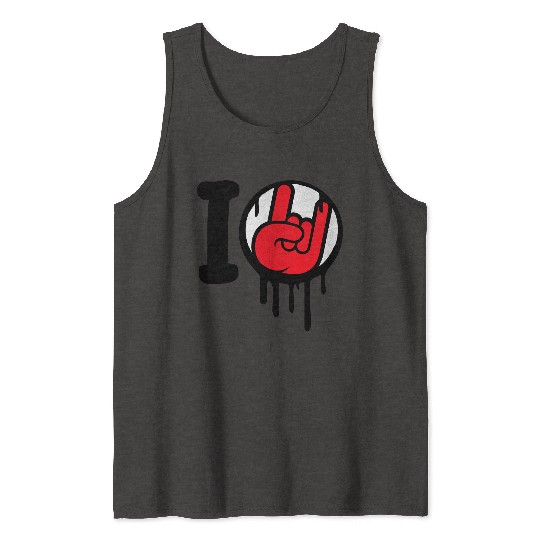 I Love Heavy Metal Hard Rock Music Graffiti Heart Tank Tops