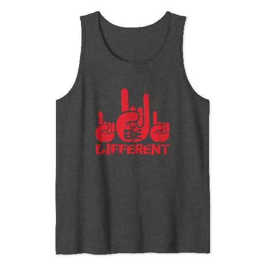 3 Be Different Heavy Metal Hard Rock Hand Gesture Tank Tops