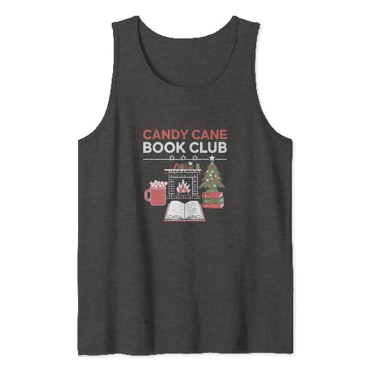 Bookish Christmas Candy Cane Book Club Bookish Tank Tops