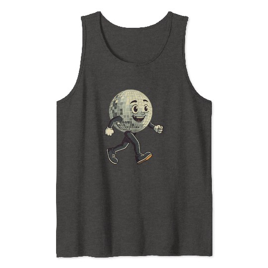 Disco Ball Walking - Retro Funk in Motion Tank Tops
