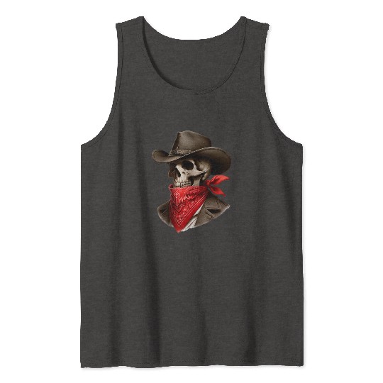 Cowboy Skeleton Skull Bandit Tank Tops