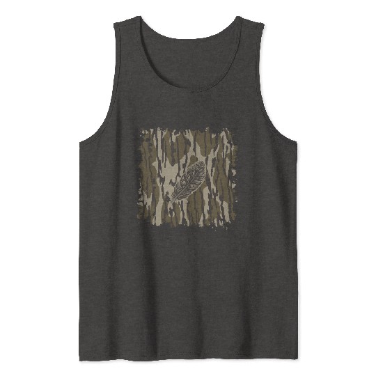 Turkey Feather Bottomland Camo Forest Camouflage Tank Tops