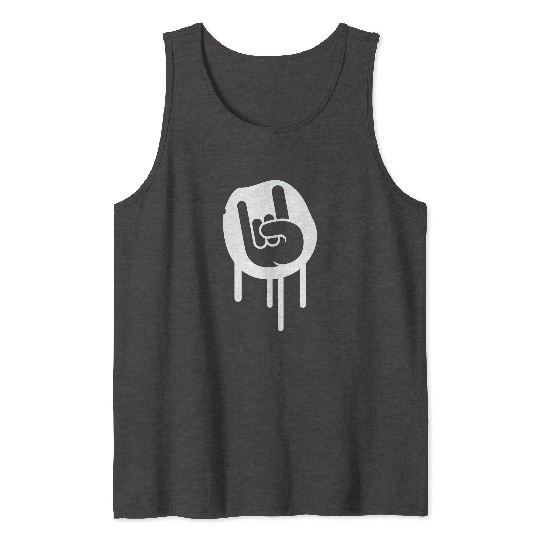 Heavy metal graffiti drop horn finger hand gesture Tank Tops