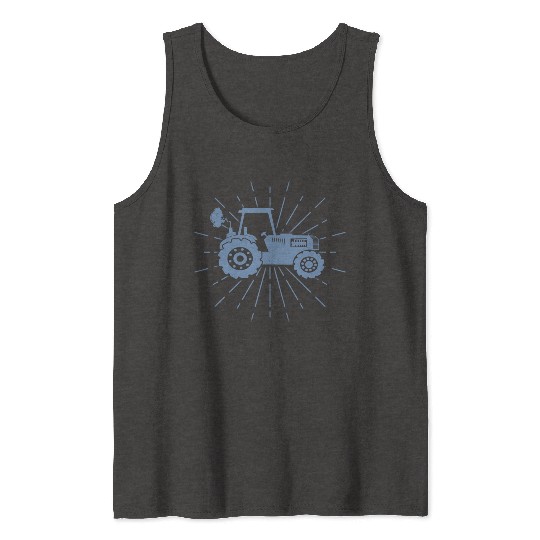 Tractor silhouette minimalist farming summer Tank Tops