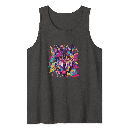 Majestic Pop Art Alpha Wolf - Vibrant Cool Tank Tops