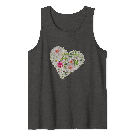heart of flowers blossoms daisy tulip pink peony Tank Tops