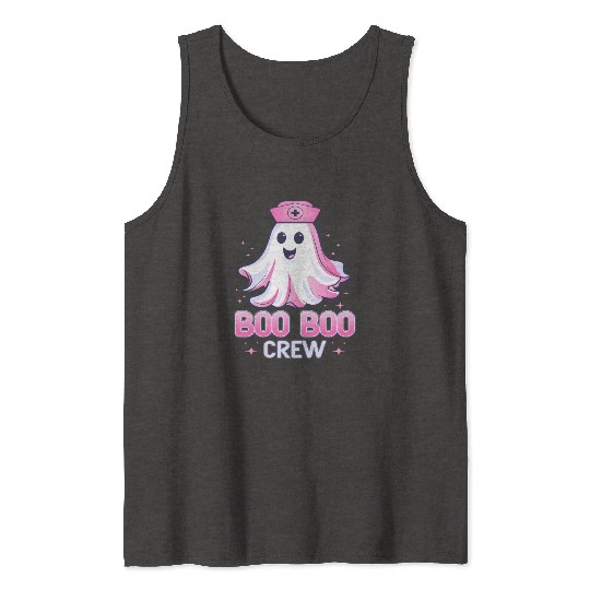 Boo Boo Crew Nurse Pink Ghost Halloween Costume Tank Tops