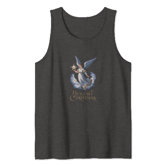 Heavenly Christmas Angel with Star Holiday Art Tank Tops