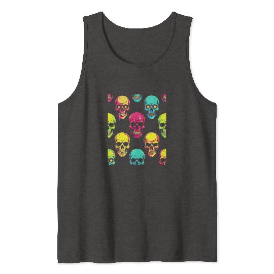 Neon Pop Punk Skull Pattern Tank Tops