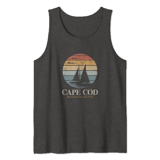 Cape Cod Vintage SunsetMassachusetts Sailing Tank Tops