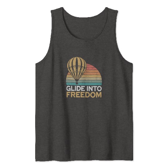 Hot Air Balloon Glide Into Freedom Retro Vibes Tank Tops