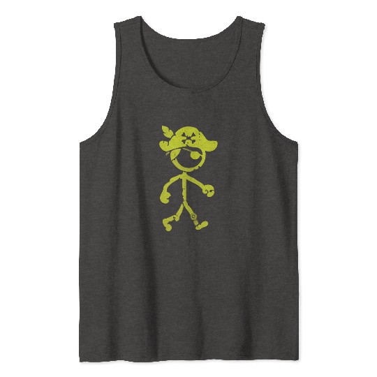 Pirate Stick Figure Tank Tops Distressed Yellow