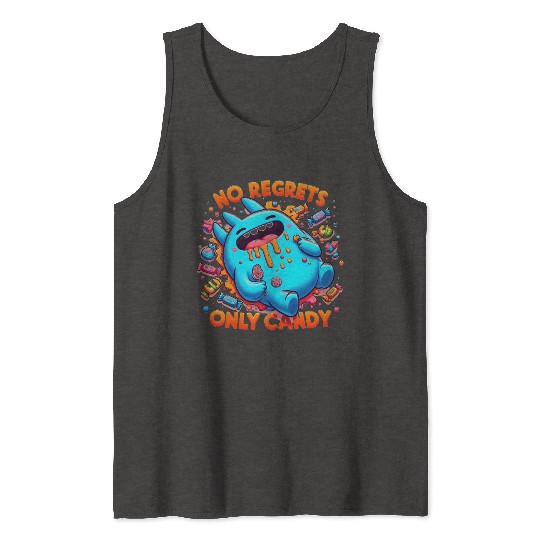 Disneyland Stitch Halloween No Regrets Only Candy Tank Tops