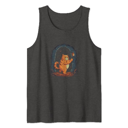 Funny Chubby Red Dungeon Cat Tank Tops