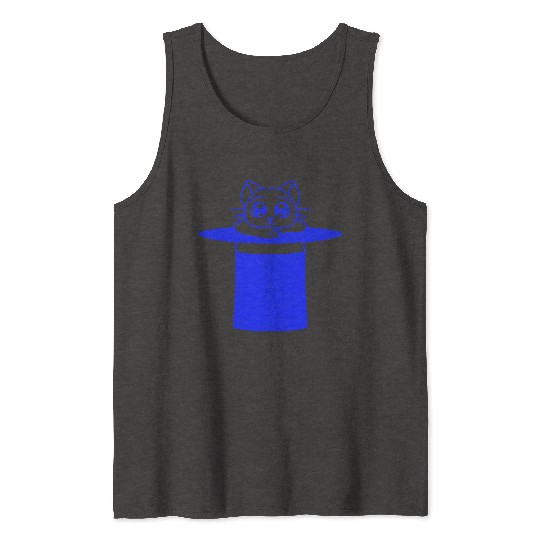 Magical Enchanted Top Hat Cylinder Wizard Cat Sir Tank Tops