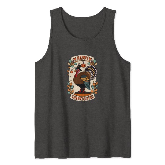 Pilgrim Turkey - Thanksgiving Celebration Art Tank Tops