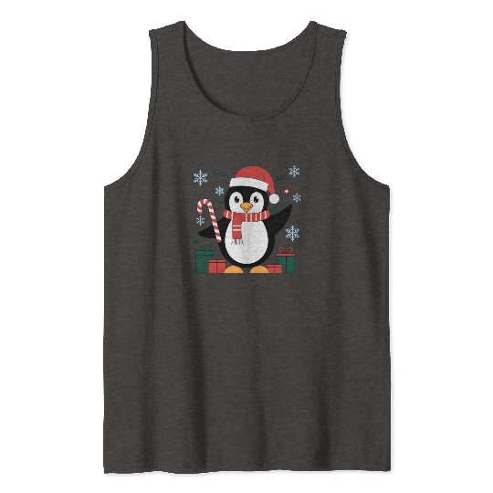 Cute Christmas Penguin - Candy Cane and Gifts Tank Tops