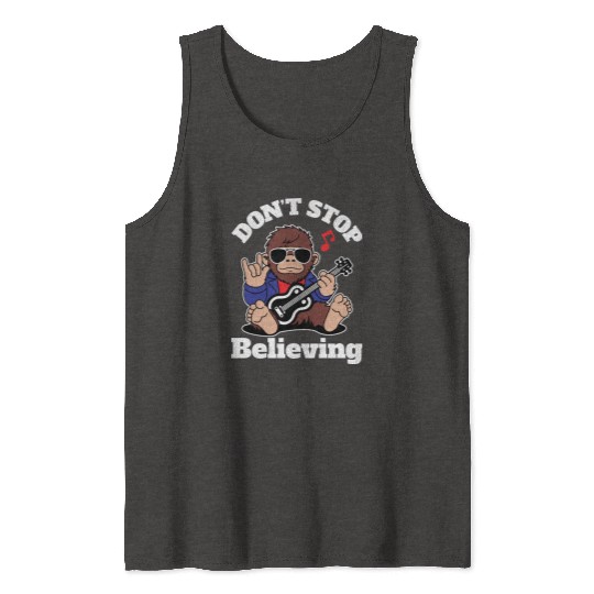 Bigfoot Playing Guitar Funny Animal Tank Tops