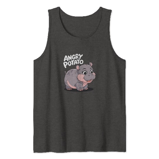 Moo Deng Angry Potato Hippo Fun Tank Tops