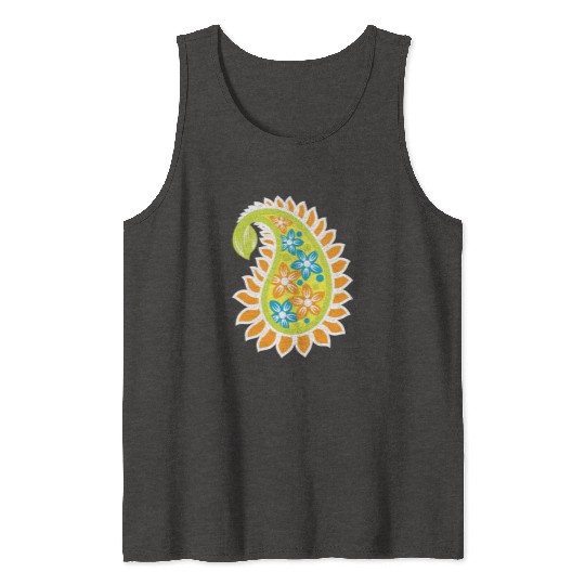 Vibrant Floral Paisley Pattern Tank Tops