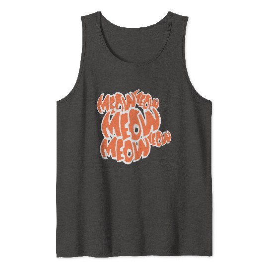 Many Funny Meow Cat Meow Comic Letters Text Quote Tank Tops