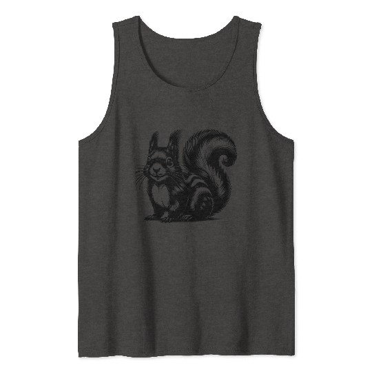 Realistic Squirrel Tattoo Drawing Tank Tops
