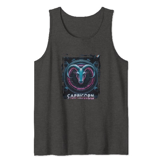 Zodiac sign Capricorn in cyberpunk era Future Tank Tops