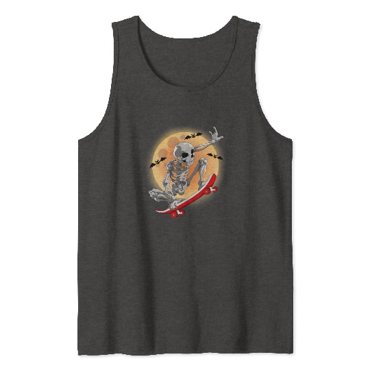 Skateboarding Skeleton Halloween Skater Skateboard Tank Tops