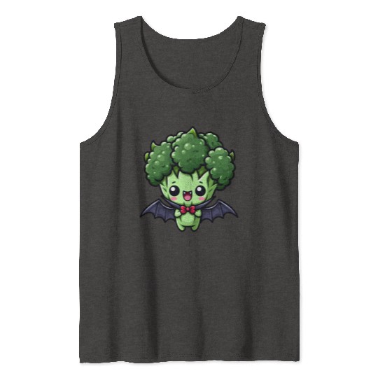 Cute Halloween Broccoli Vampire Cartoon Tank Tops
