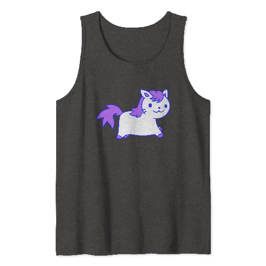 Little Pony Cat Face Little Small Horse Riding Fun Tank Tops