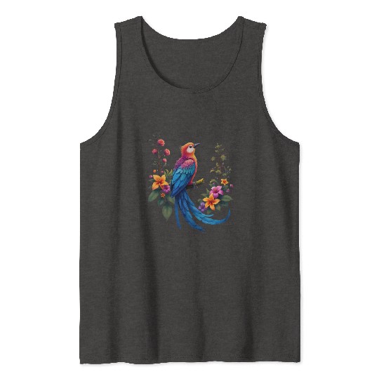 Fantastical Bird Of Paradise Painting Tank Tops