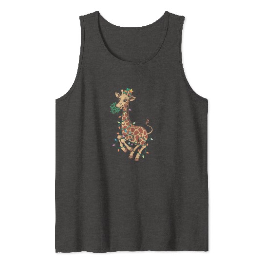 Funny Christmas Tree Giraffe Lover Gift Love Giraf Tank Tops