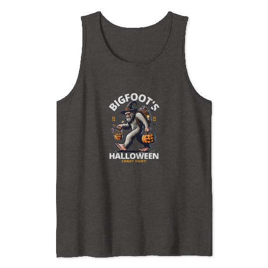 Bigfoot halloween candy hunt Tank Tops