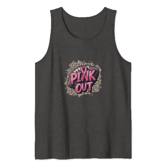 Pink Out Breast Cancer Football Coquette Bow Mom Tank Tops