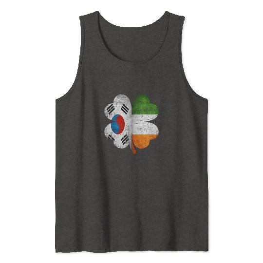 Korean Irish Shamrock South Korea Ireland Flag Tank Tops