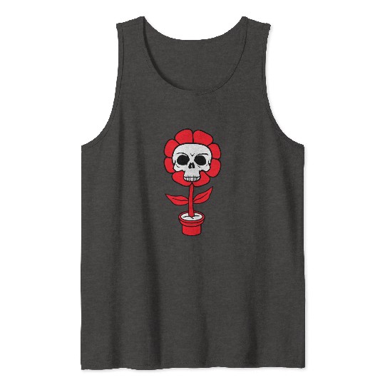Evil Skull Flower Horror Halloween Skeleton Head Tank Tops