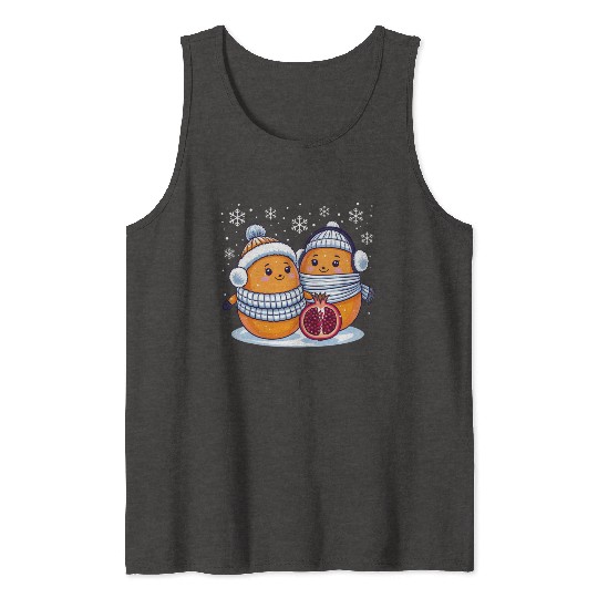 Cozy Winter Fruits: Oranges & Pomegranate Tank Tops