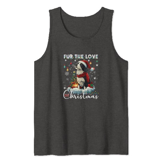 Border Collie Christmas Tree Decorations Dog Lover Tank Tops