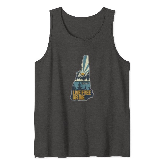 Live Free or Die Retro New Hampshire Nature Tank Tops