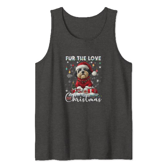 Shih Tzu Christmas Tree Lights Decorations Dog Tank Tops
