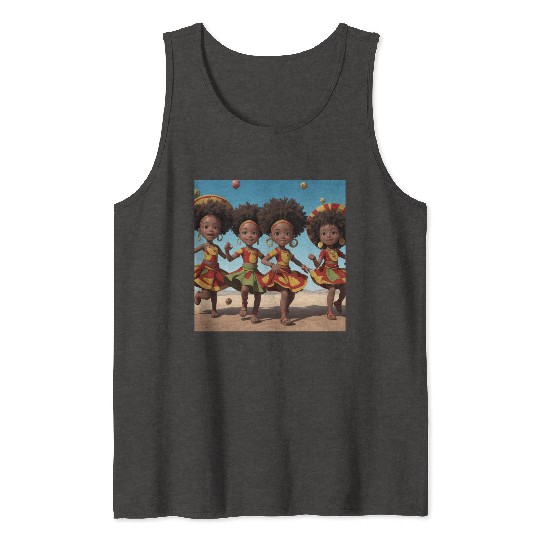 Animated African kids dancing Tank Tops